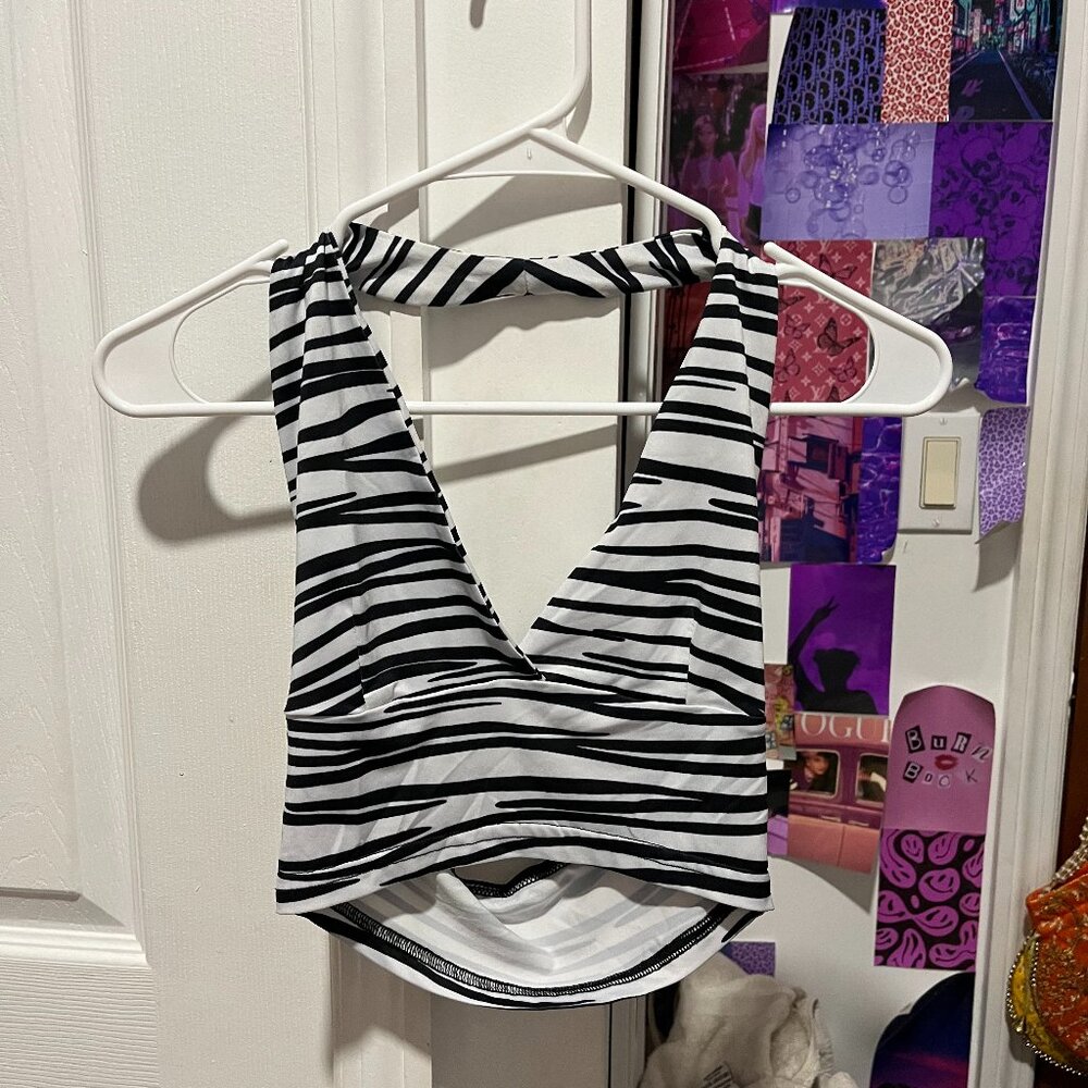 Small Zebra print halter crop top